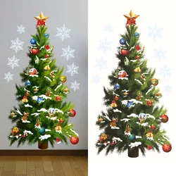 Christmas Tree Wall Stickers Glass Decal Xmas Tree Snowflake Window Sticker Christmas Decoration For Home Wall Ornaments Navidad