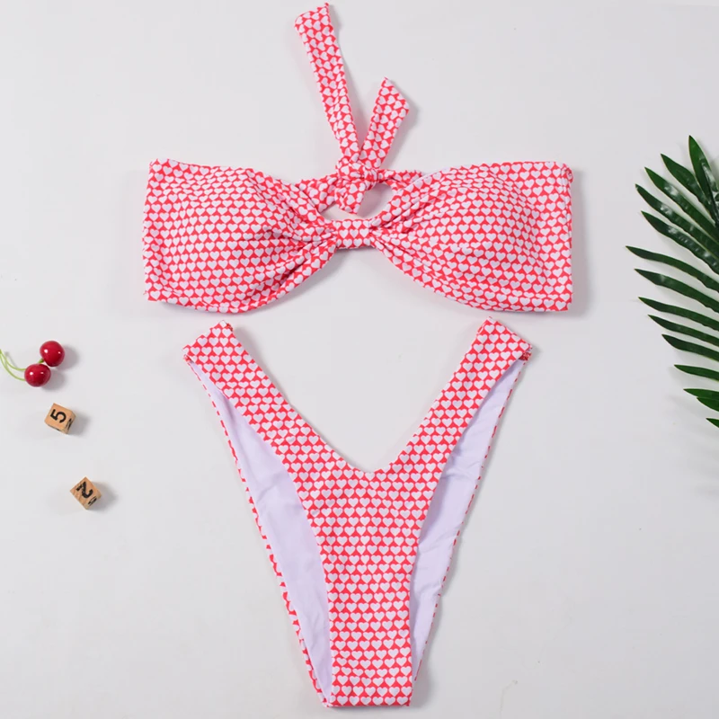 Ztvitalité-Bikini rouge, Sexy, sans bretelles, tanga, nœud, maillot de bain brésilien, dos nu, Sexy, 2019, offre spéciale