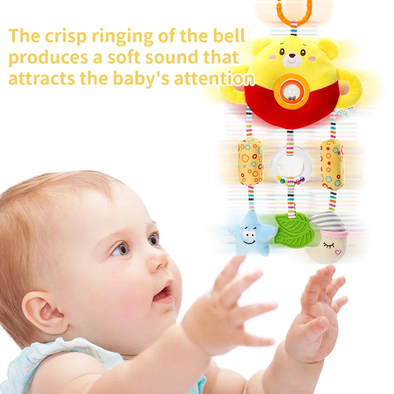 Nieuwe babyrammelaars speelgoed pluche cartoon dier kinderwagen hangend speelgoed kinderwagen bed hangende windbel zintuiglijke babyspeelgoed autostoel speelgoed