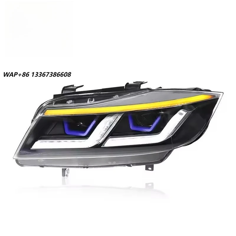 Headlight Assembly for 3 Series E90 318i 335i 05-12 DRL Angel Eye Double L LED Daytime Running Light Front Head Light Parts
