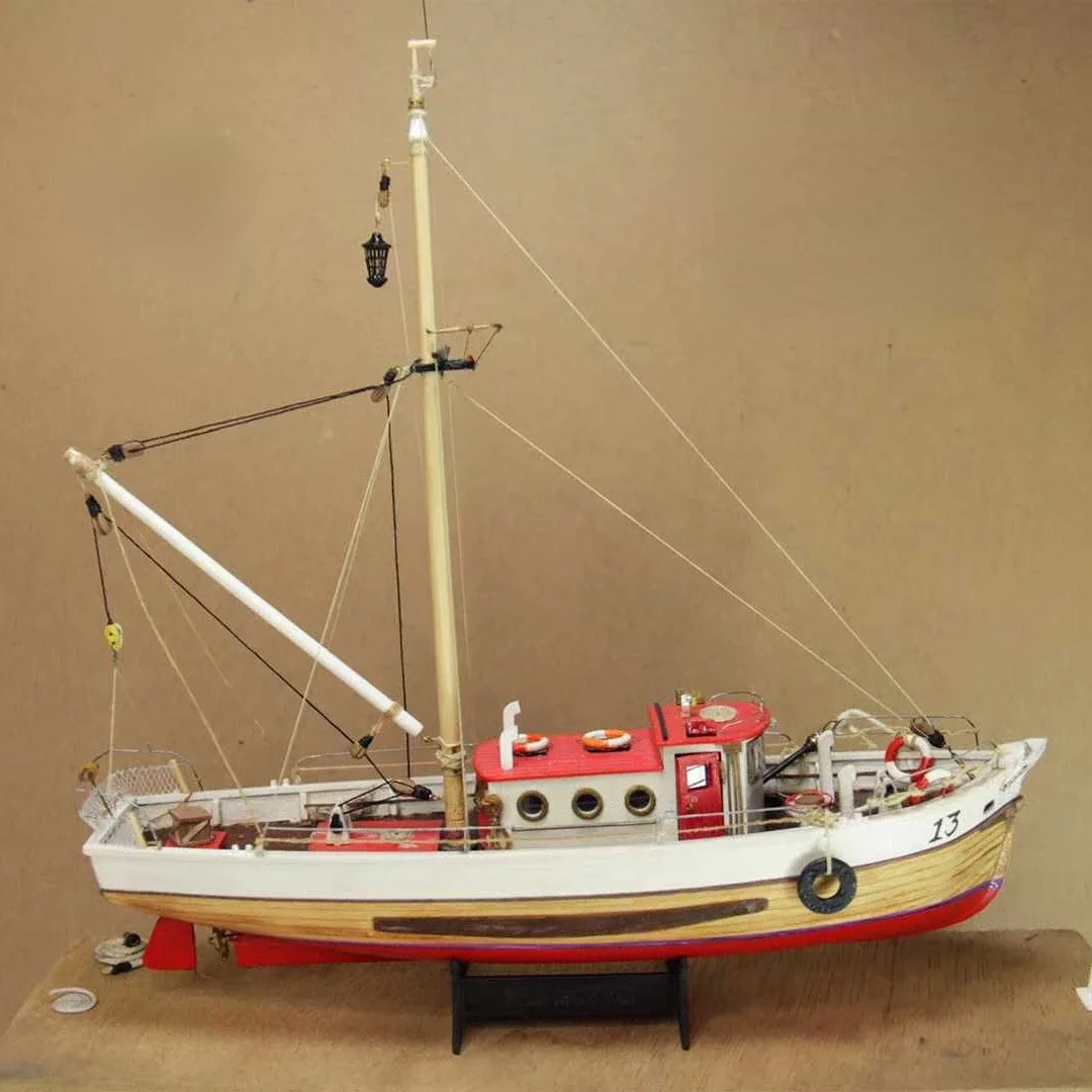 1/50   NAXOS Static Version Simulation Fishing Boat Model Kit Wooden Assembled Boat Model Boy Toy Boat