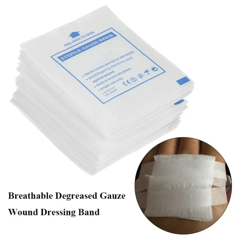

10Pcs 5x5cm 7.5x7.5cm 10x10cm Breathable Degreased Gauze Wound Dressing Band Aid Bandage Large Wound Aid Wound Bandage