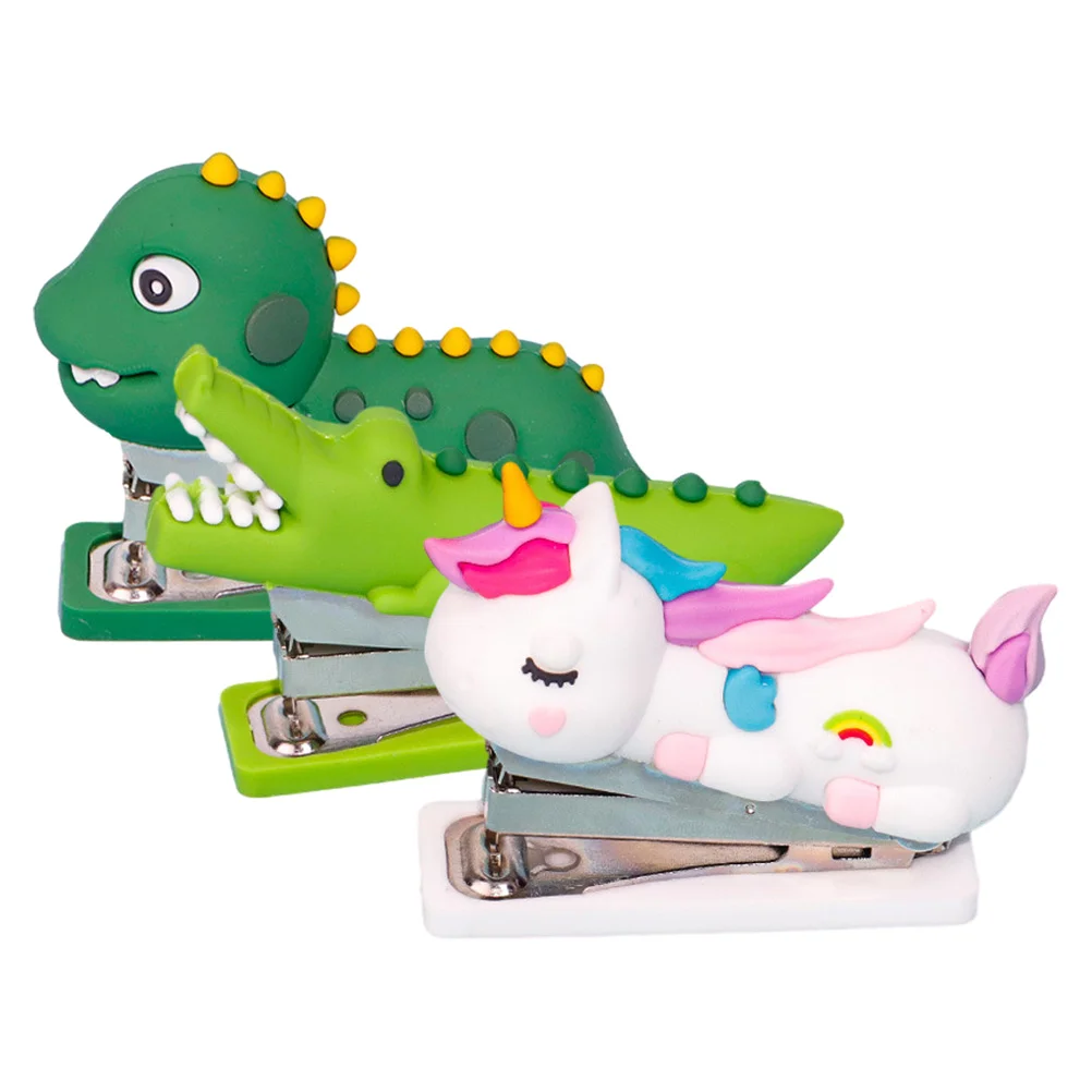 3 Pcs Stationery Stapler Kids Office for Desk Handheld Cartoon 860X560X420CM Cute Reusable Child