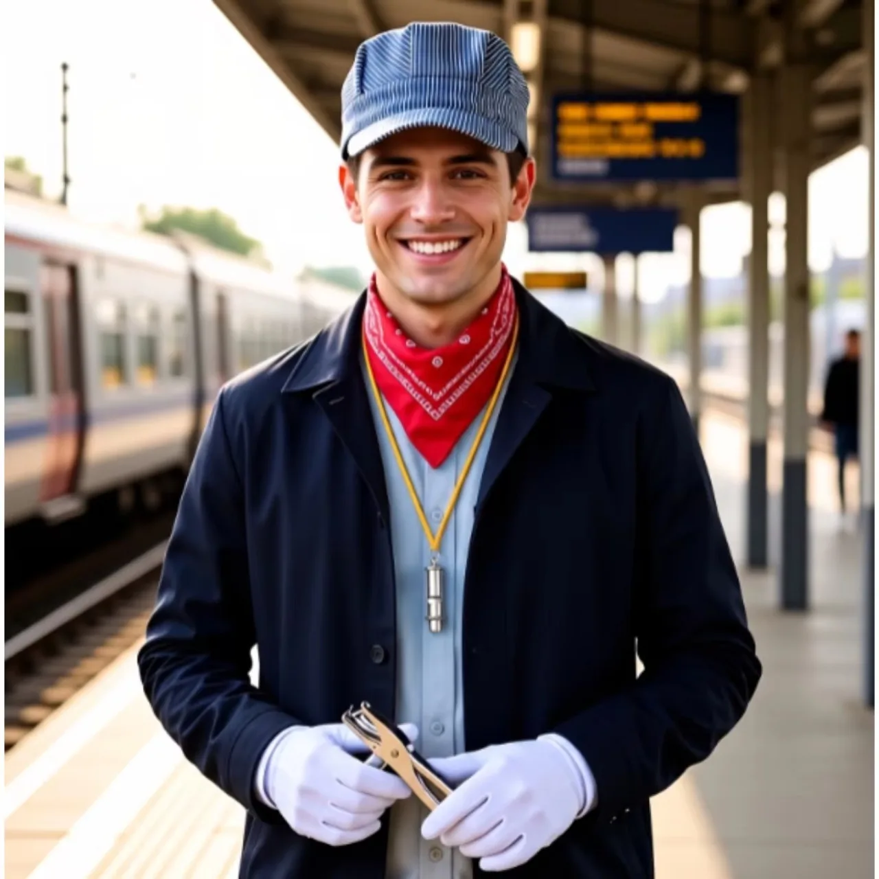 Halloween Train Conductor Costume Accessory Set, Includes a Driver Hat, Ticket Punch, Whistle, and Other Accessories