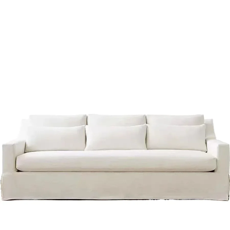 

Washed linen fabric double sofa fully dismantled and washed retro homestay inn furniture