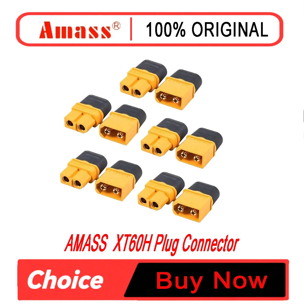 AMASS XT60 + XT60H Connector 10 Pairs, with Protective Sheath Male/Female Power Plug for RC Lipo Battery Airplane Car