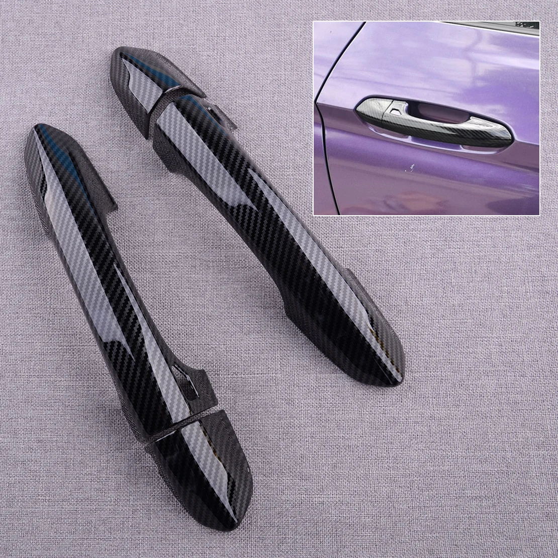 

1 Pair Carbon Fiber Style Exterior Door Handle Cover Trim Fit for Ford Mustang 2015 2016 2017 2018 2019 2020