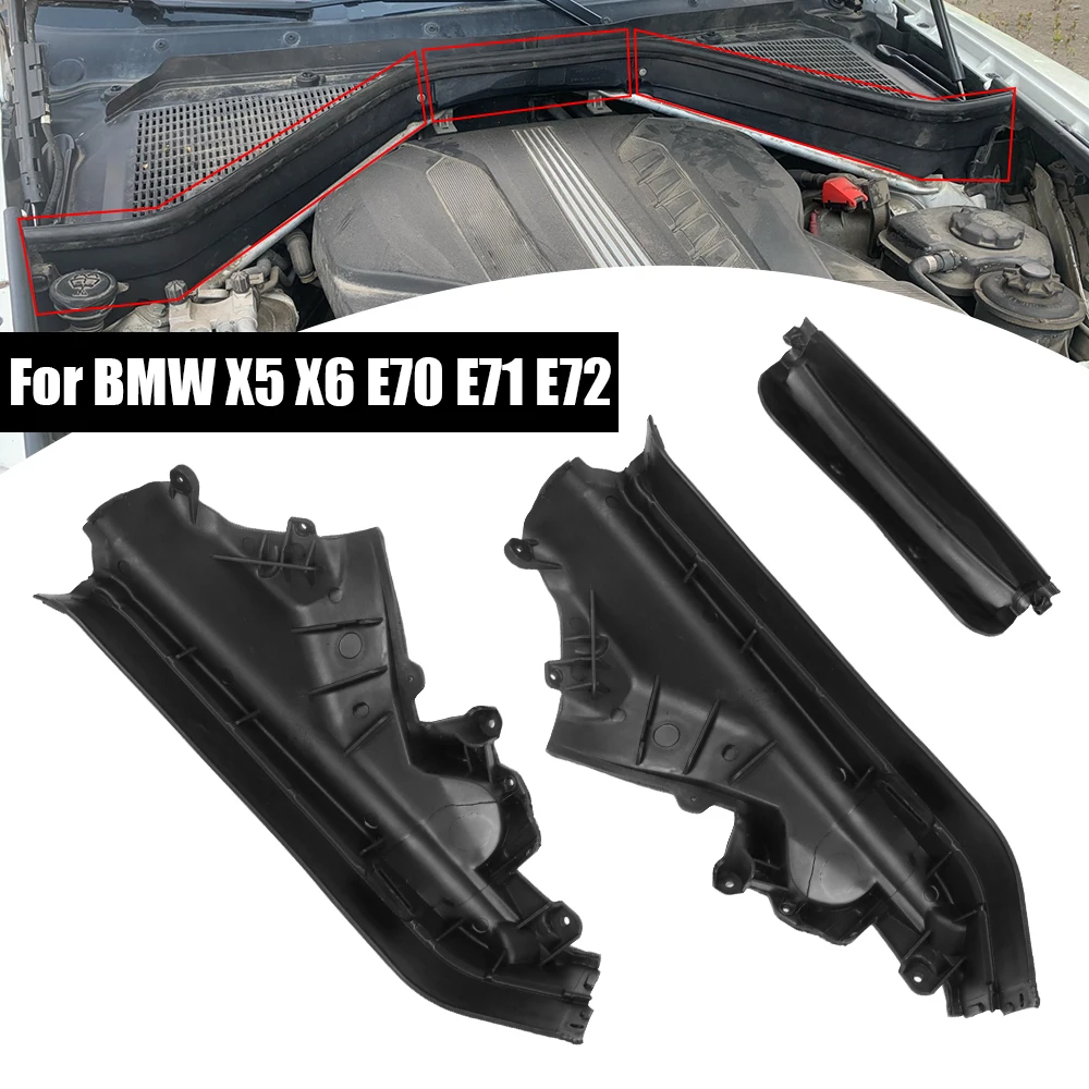 Lot 3 Panneaux Cloison Compartiment Moteur Supérieur - Réf. 51717169419/420/421 - Compatible BMW X5 X6 E70 E71 E72
