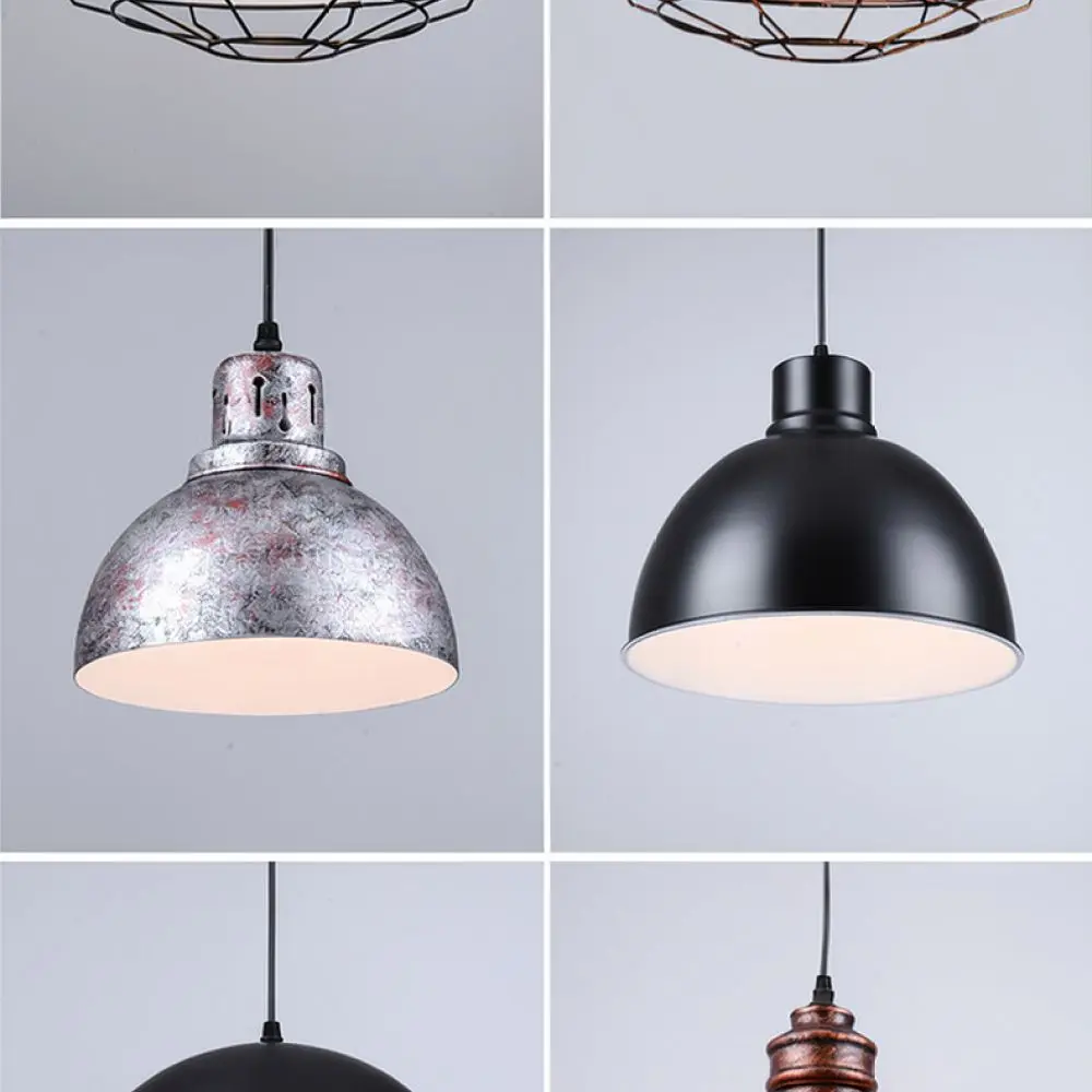 Rustic Industrial Iron Pendant Lamp Dome Ceiling Hanging Fixture For Restaurant Pub Kitchen Dining Room Decor