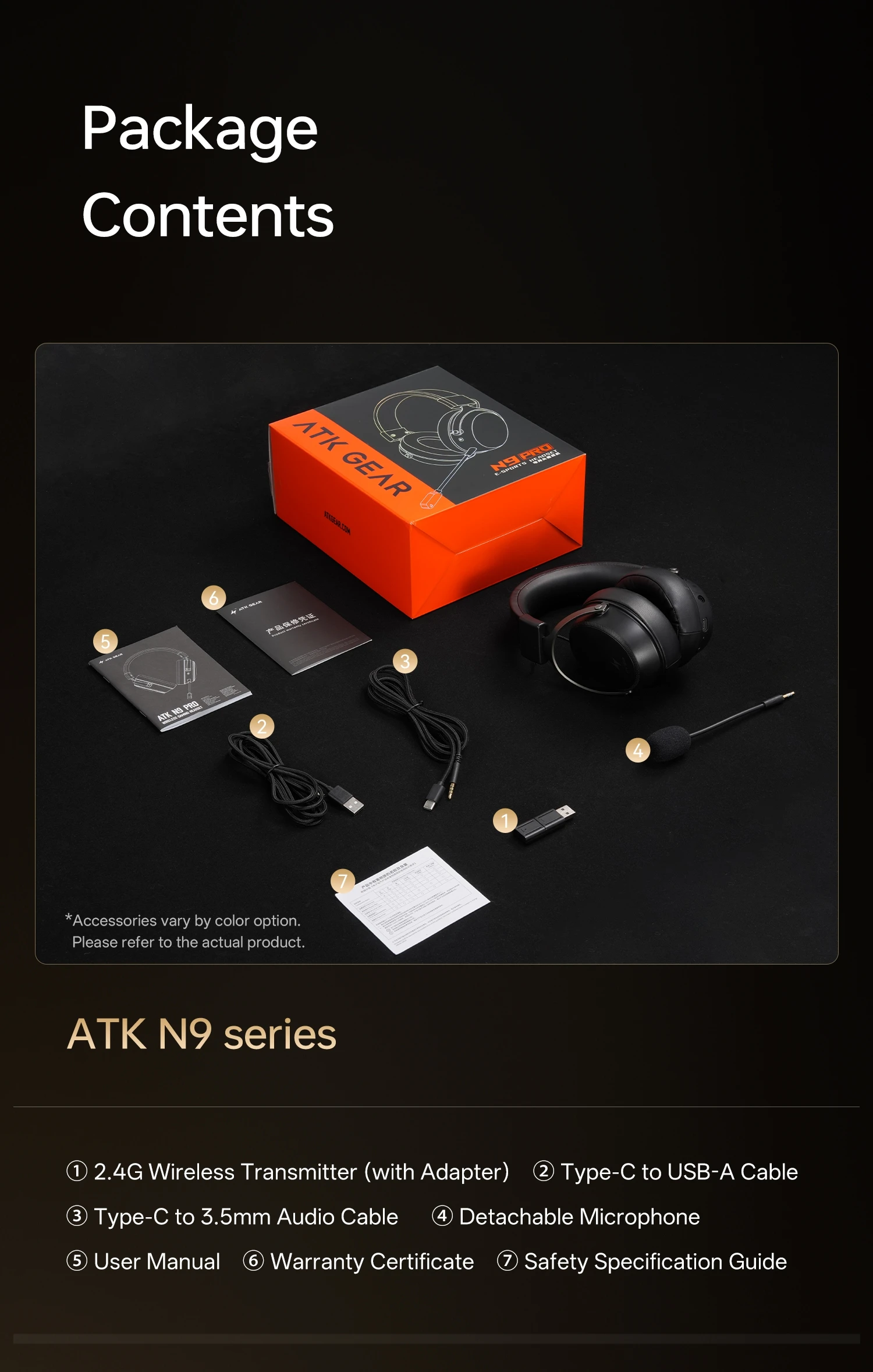 ATK N9 Pro/Ultra E-sports Headset with Mic Low latency Four Mode Wireless Gaming lightweight headphone noise reduction 2.4GHz