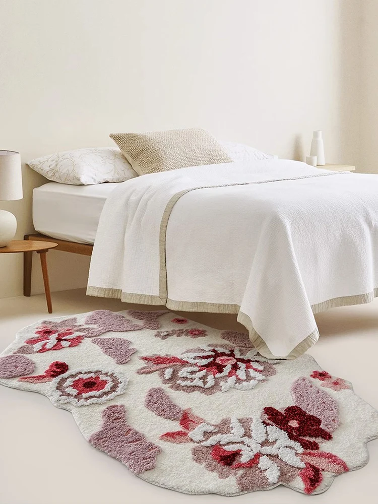 3D Floral Girls Room Bedroom Carpet Soft Bedside Mat Thicker Area Rug for Living Room Modern Home Cloakroom Mat Decor