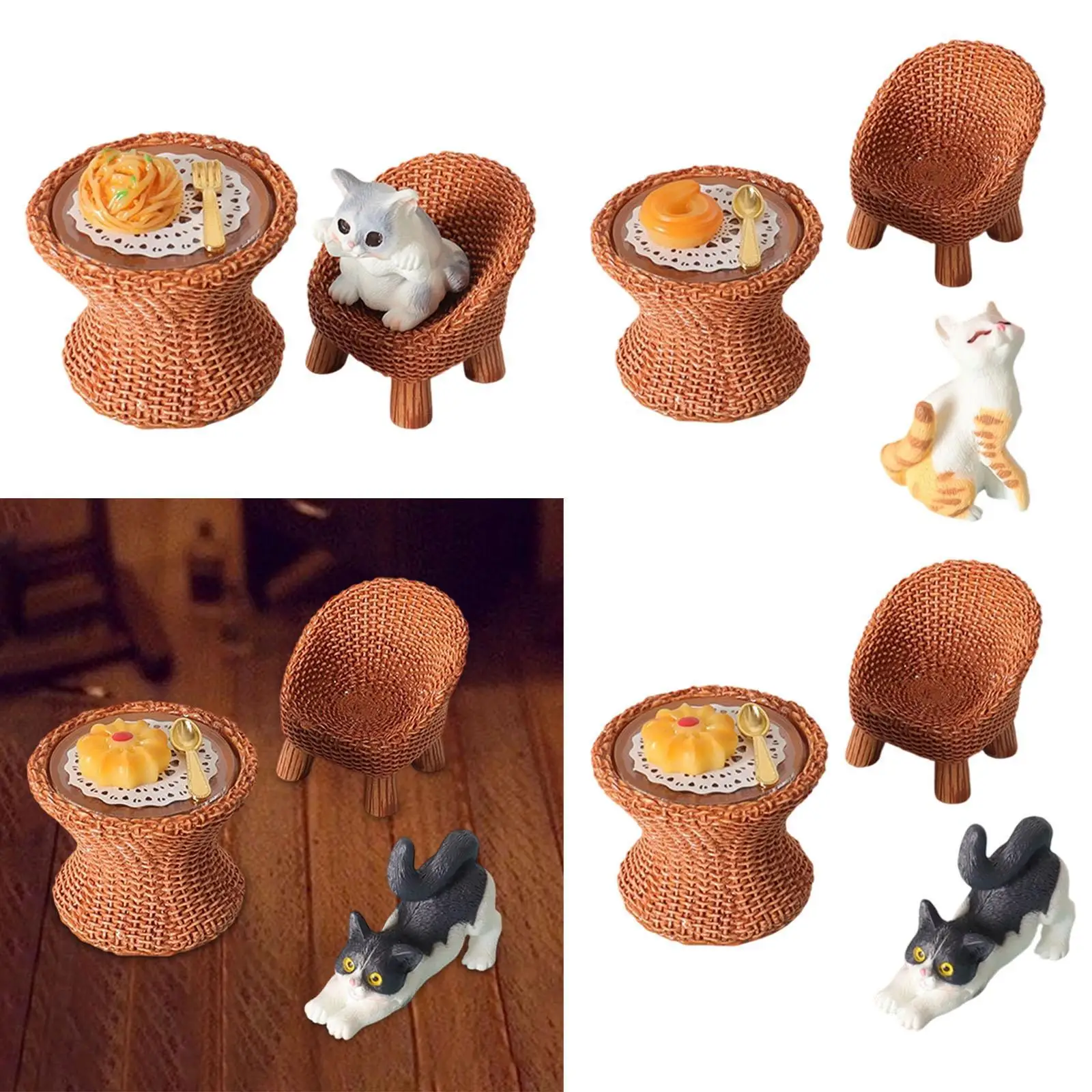 Resina mini figura de gato fingir jogar adereços foto prop cenas artesanato diorama cenário