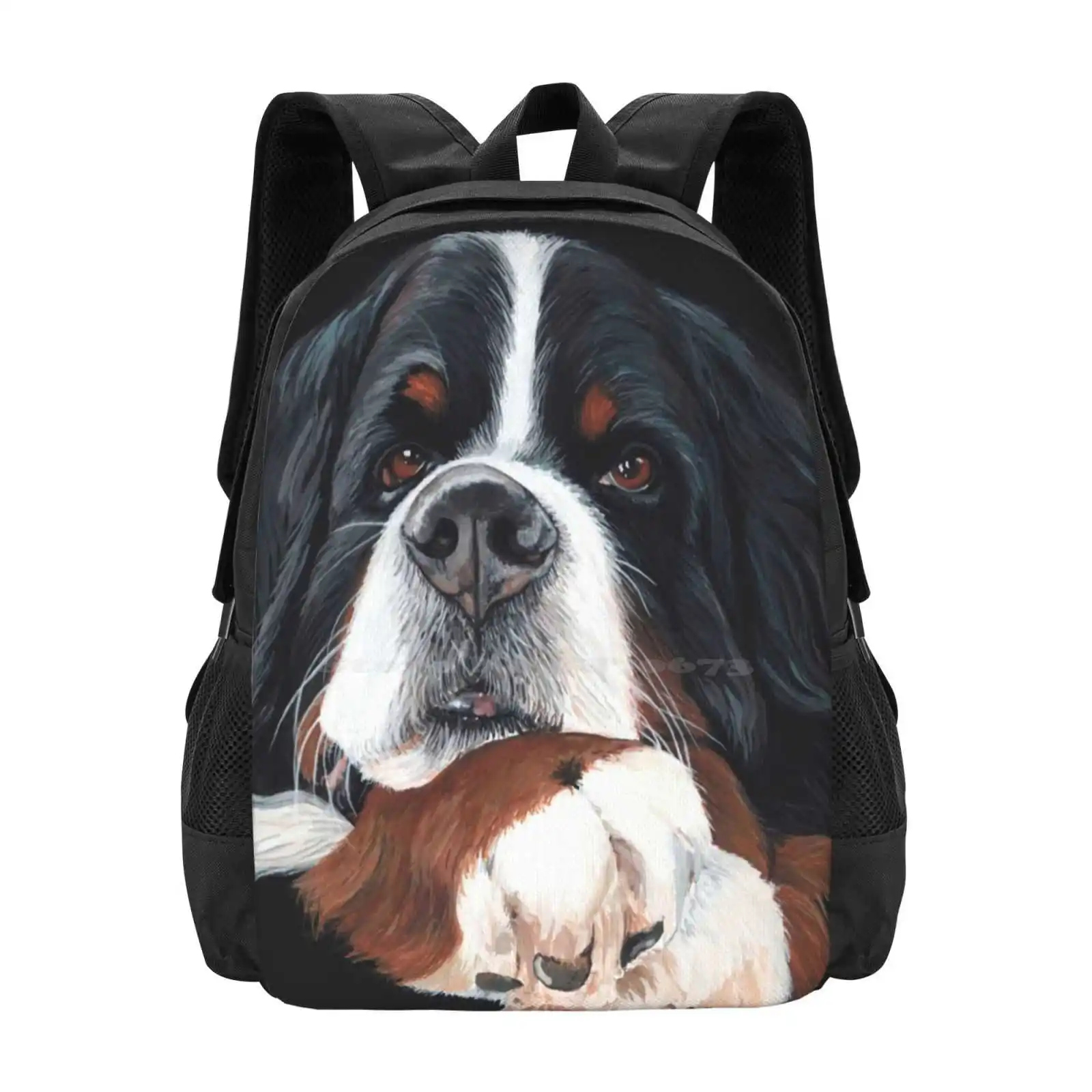 

Лучшая черная дизайнерская сумка с узором Студенческий рюкзак Бернского зенненхунда