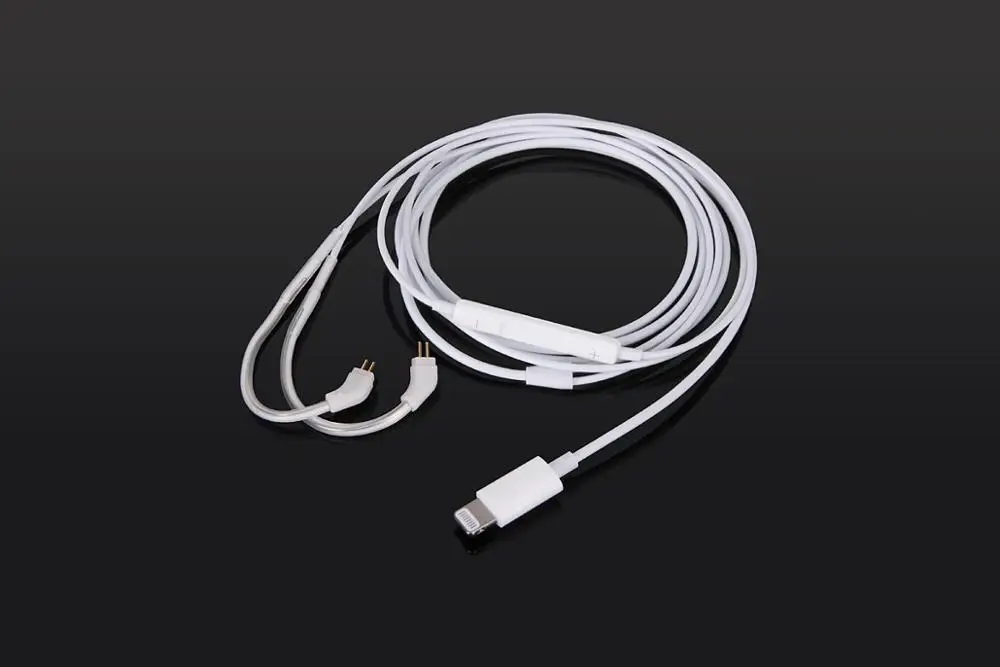0.78mm 2 핀 CIEM 커넥터 헤드폰용 마이크가 있는 오디오 케이블-Universal FIT iPhone Xs/XR/X/8 Plus/8/7/7 Plus