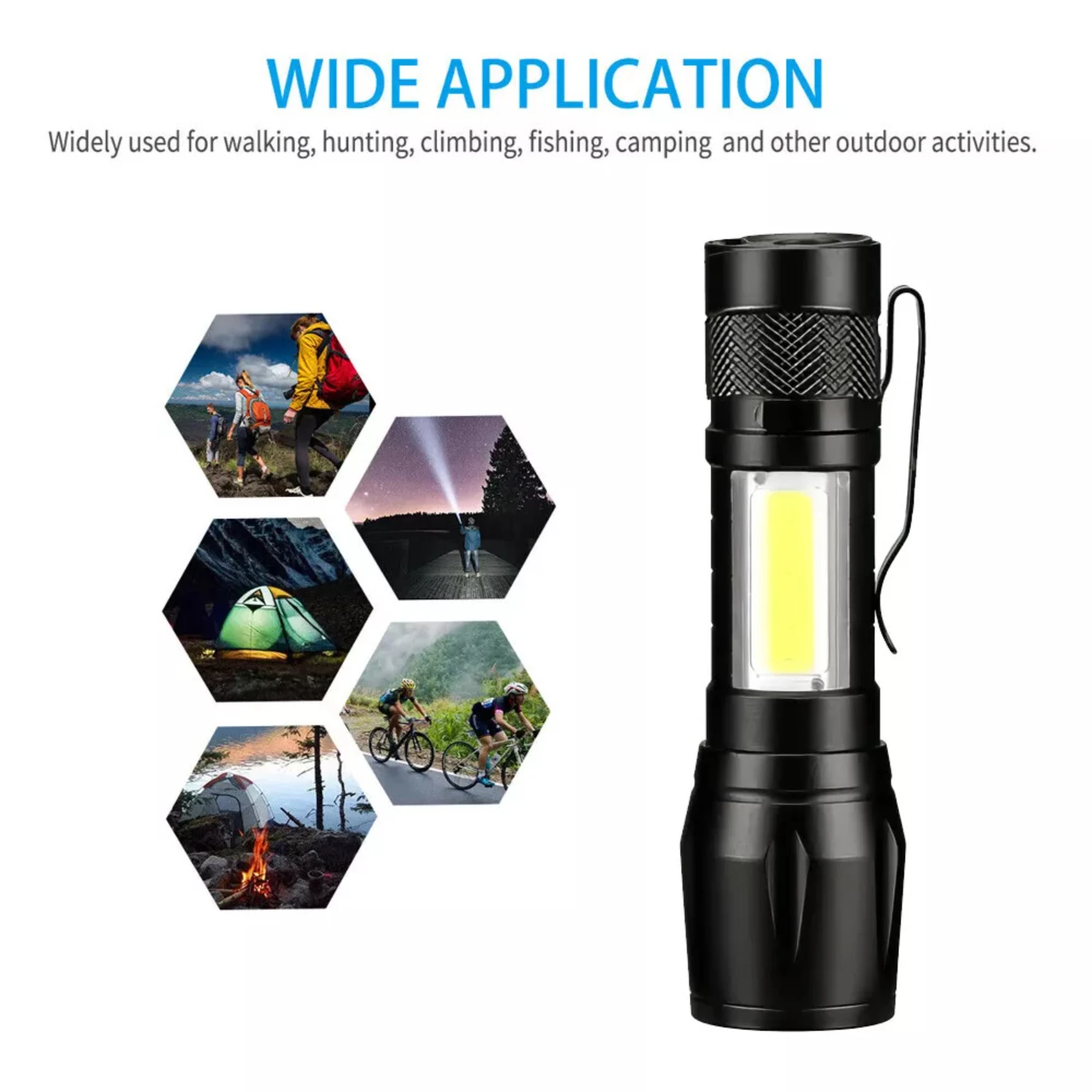 4 Pack Tactical LED Flashlight USB Rechargeable 3Modes Light Zoomable Lamp Torch