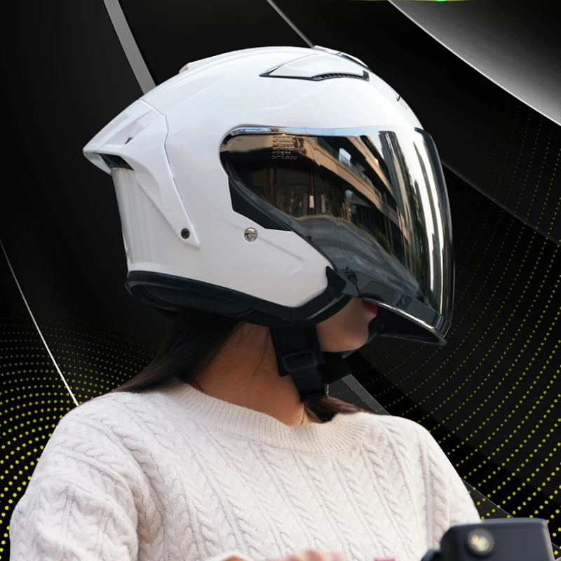 AR Motorcycle Half Helmet  Large Tail Wing Motorcycle Racing Dual Mirror Headgear All-season Universal Sunscreen Lenses