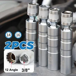 14/16mm Spark Plug Socket Wrench Adapter Magnetic 12 Angle Spark Plug Removal Tool Thin Wall 3/8