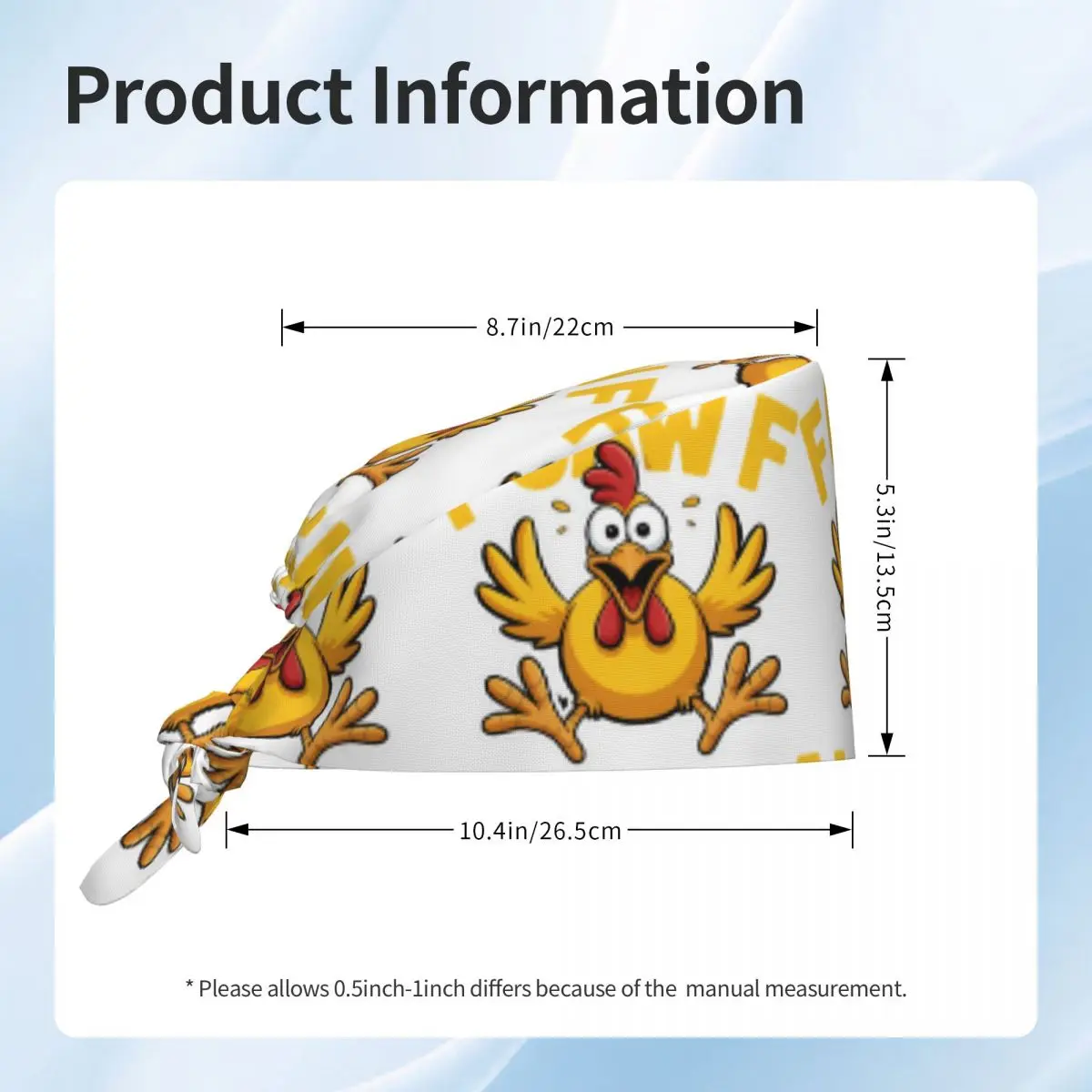Chapeau de gommage de travail f-caw-f, chapeaux d'infirmière de poulet pour femmes unisexes, casquette de travail à nouer au dos, casquette médicale graphique réglable
