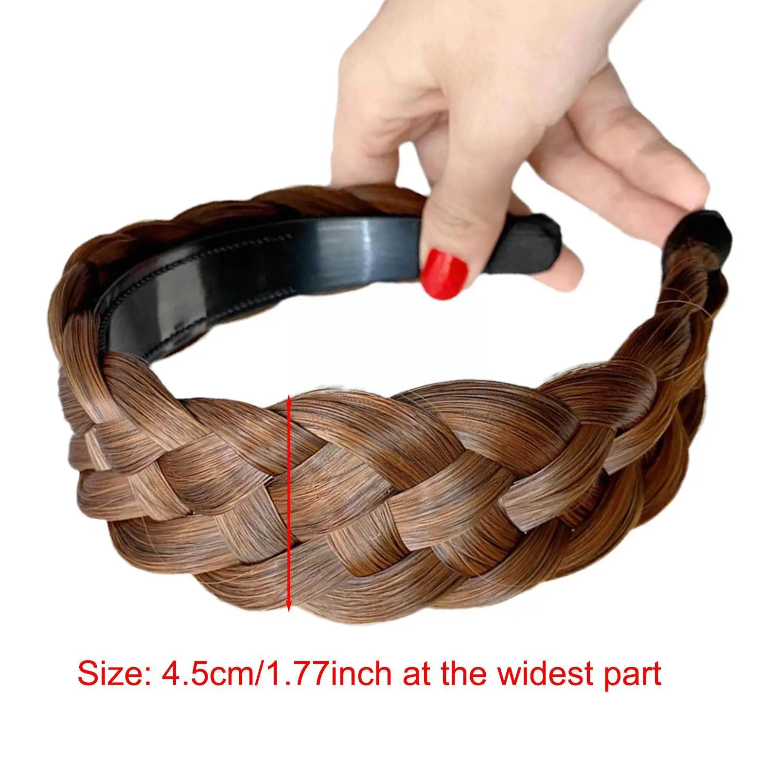 Bohemian Braid Wig Twist Headband Wide Thicken Fishbone Braid Hairband Hair Hoop For Women With Teeth Non-slip Hair Accesso D4G8