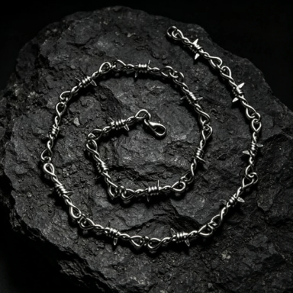 Hip-hop Gothic Punk  Small Wire Brambles Iron Unisex Choker Necklace Women  Barbed Wire Little Thorns Chain Choker Jewelry Gifts