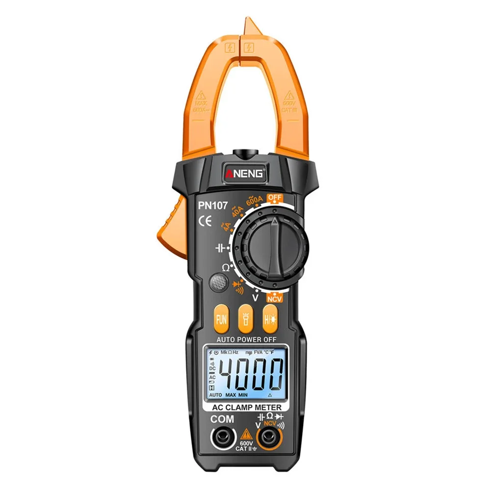 Digital Clamp Meter Intelligent Multimeter 4000 Counts Voltage Resistance Meter LCD Screen Data Hold Flashlight Electrical Tools