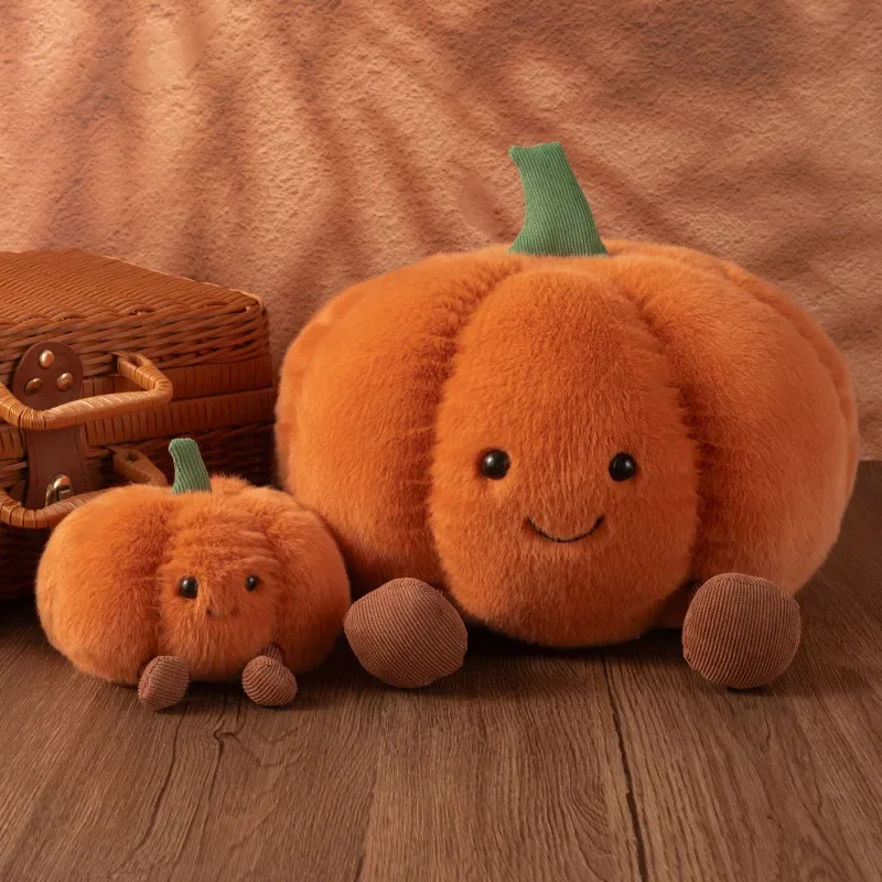 Bonito abóbora plushies brinquedo de pelúcia boneca de abóbora com sorriso rosto decorações de halloween planta boneca de pelúcia feriado lance travesseiro