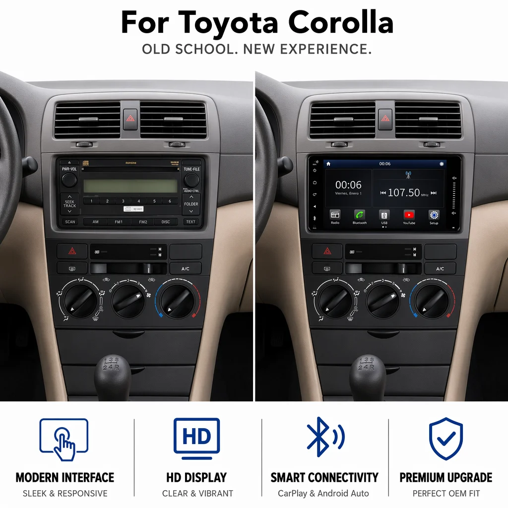 For Toyota Corolla 7inch Touch Screen Linux system Car Radio , With Wireless Multimedia Android auto & CarPlay Head Unit BT