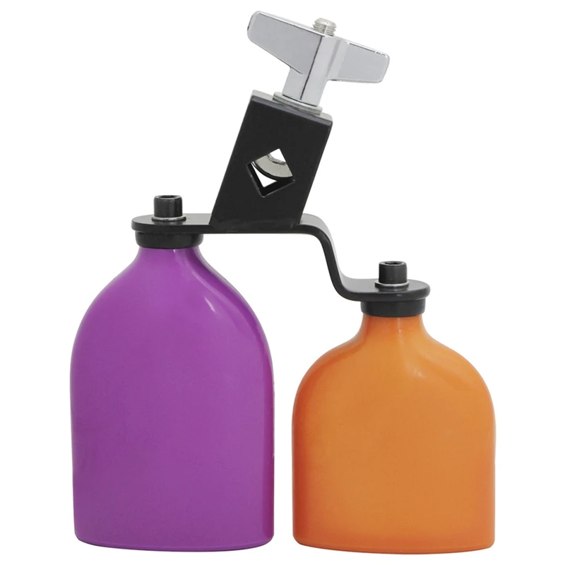 Bicolor Cowbell For Drum Set High And Low Tones Double Mounted Bell Kit Percussion Instruments Medium Size Purple+Orange