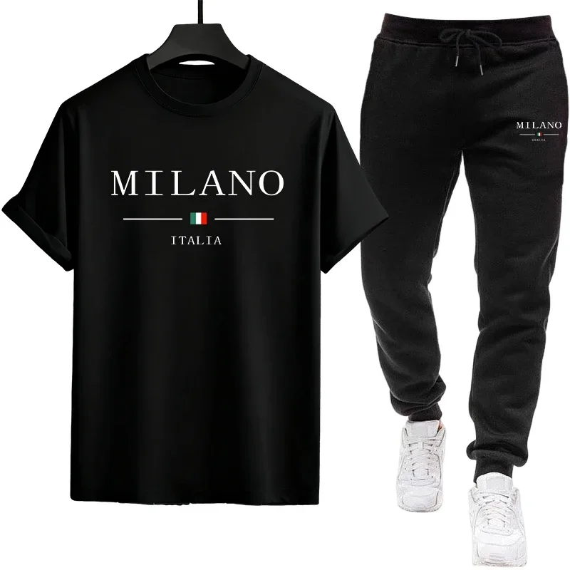 Quality Daily Men's Tracksuit Casual Summer Outdoors Jogging Sports Single Piece Versatile Short-sleeved T-shirt and Sport Pants