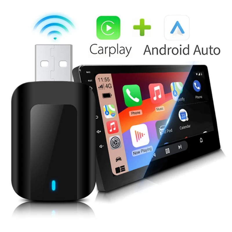 

Wireless Adapter Carplay Android Auto 2In1 Smart Dongle Plug And Play Car Radio Wired To Wireless Adapter
