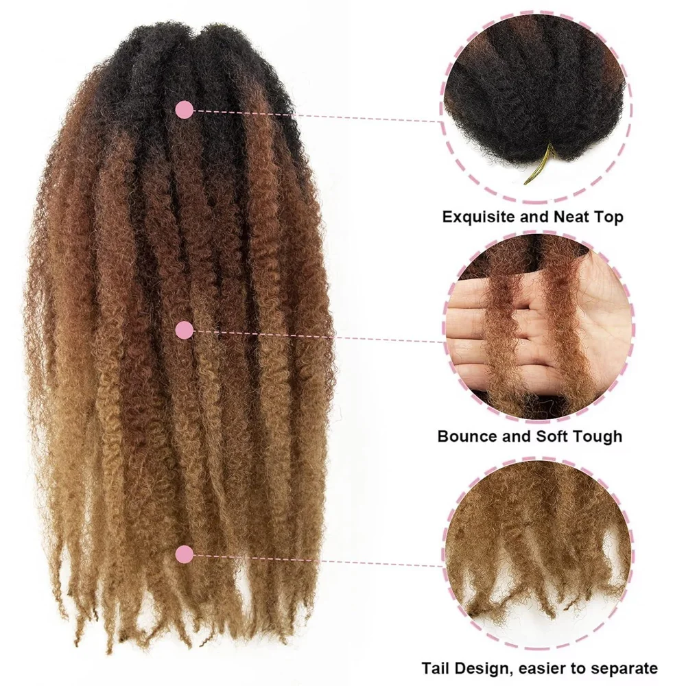 1B/30/27 Synthetic Marley Hair 18 Inch Marley Twist Hair Afro Kinky Curly for Faux Locs Twist Hair Extensions 8strands/Pack