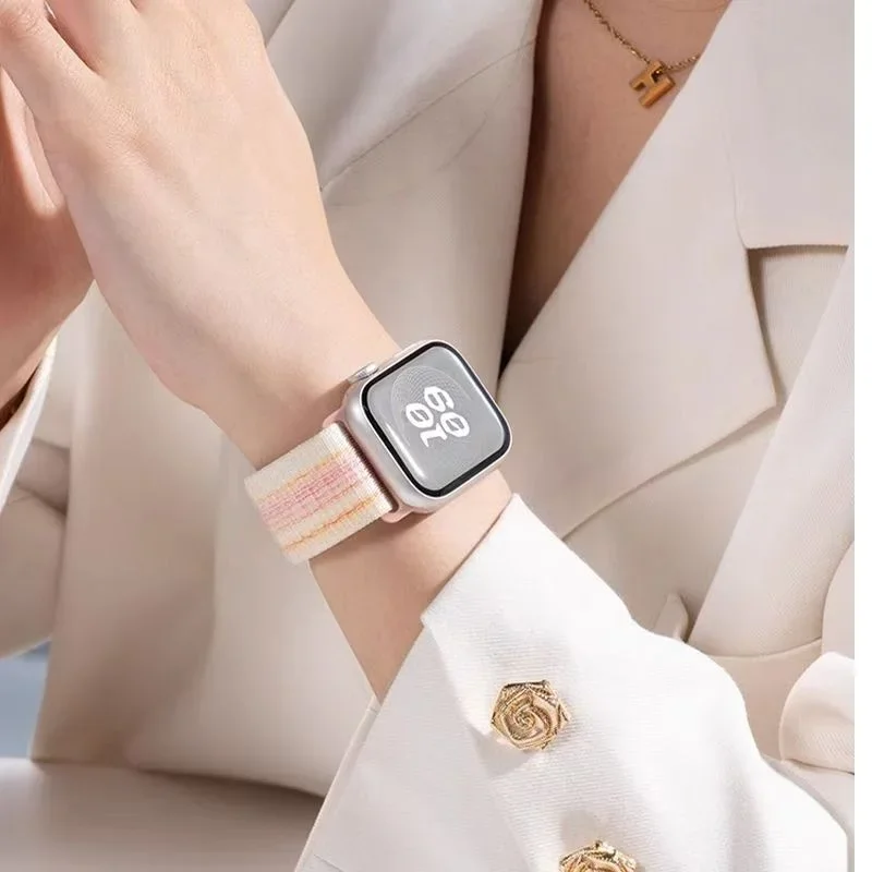 Спортивный ремешок с петлей для Apple Watch Band Ultra 2 49 мм Нейлоновый браслет для iWatch серии 10 9 8 7 6 5 4 3 SE 46 мм 45 мм 44 мм 41 мм 42 мм
