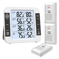 ORIA Hygrometer 100M Wireless Digital Indoor Outdoor Thermometer With 3 Sensors Hygrometer Weather Station for Home & Office