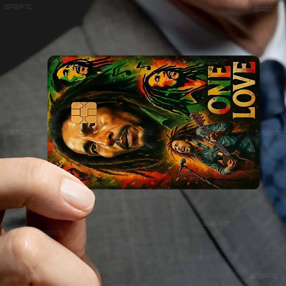 Jamaican Bob Reggae Marley Game Anime Sticker Film Skin Cover Case für kleine und große No-Chip-Debit- und Kreditkarten auf der Vorderseite