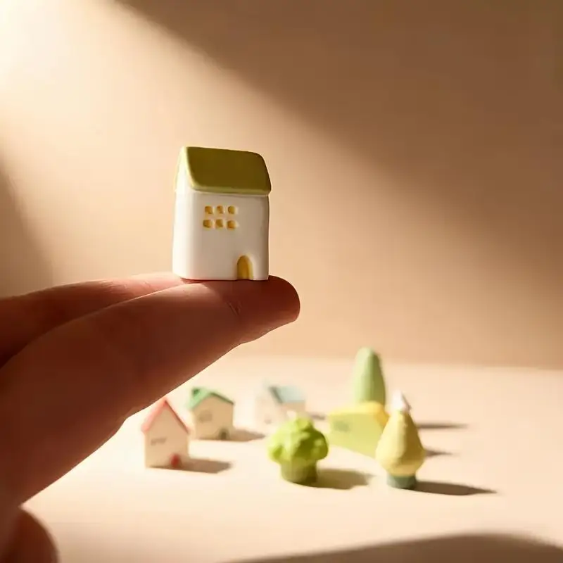 4/5/8Pcs Resin Miniature House Set - Cute Small House Models For Dollhouse Decor Fairy Garden, Gnome Home Moss Terrarium Crafts