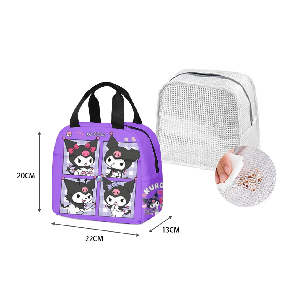 Sanrio Cartoon coibentato Cinnamon Dog Kuromi borsa da pranzo portatile impermeabile confezione portatile riutilizzabile borsa termica per la