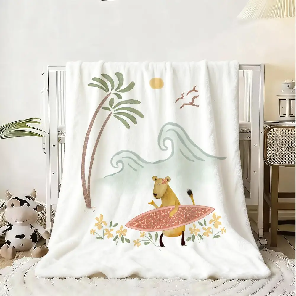 

Cartoon Bear U-Urchin B-Bay Throw Flannel Fluffy Soft Blanket Warm Skin-Friendly Throw For Sofa Bed Office Nap Winter