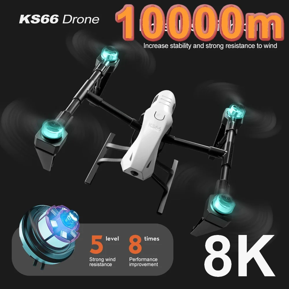 HYRC KS66 GPS RC Drone with Professional Wide Angle 8K HD Dual Cameras UAV Obstacle Avoidance Helicopter Quadcopter Toy Gifts