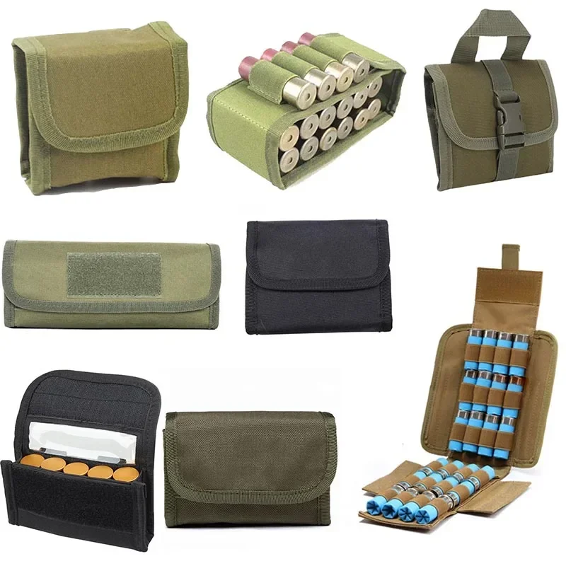 Tactical Molle Ammo Pouch 12GA 12 Gauge Cartridge Bag Magazine Pouch Shotgun Shell Pouch Hunting Bullet Holders