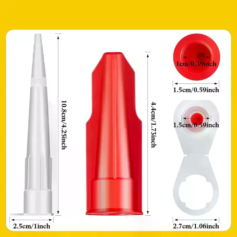 1 Set Kitpistool Nozzles Cap Rode Kalfateren Besparing Cap Glas Lijm Tip Afdichting Cap Lijm Mond Beschermhoes