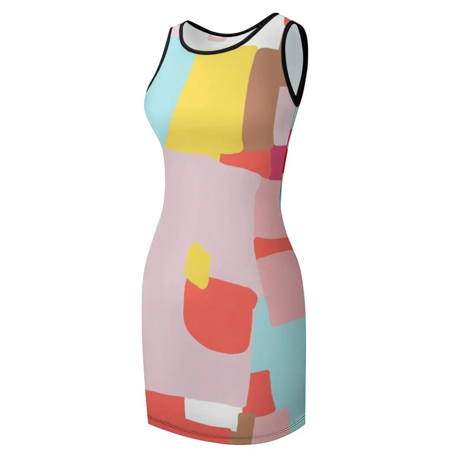 نوافذ القدرة # مجردة الفن # اللوحة فستان الشمس بلا أكمام المرأة الفاخرة فستان الحفلات فساتين السهرة النساء