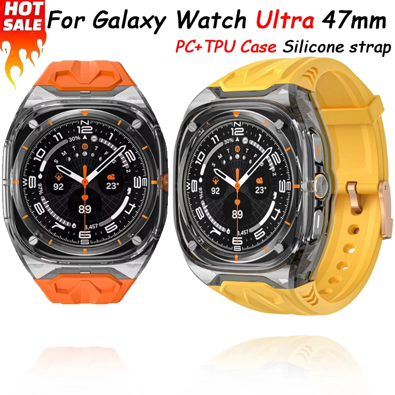 

PC+TPU Case Silicone strap for Samsung Galaxy Watch Ultra 47mm Integrated bracelet wristband for Galaxy Watch 7 Ultra 47mm Strap