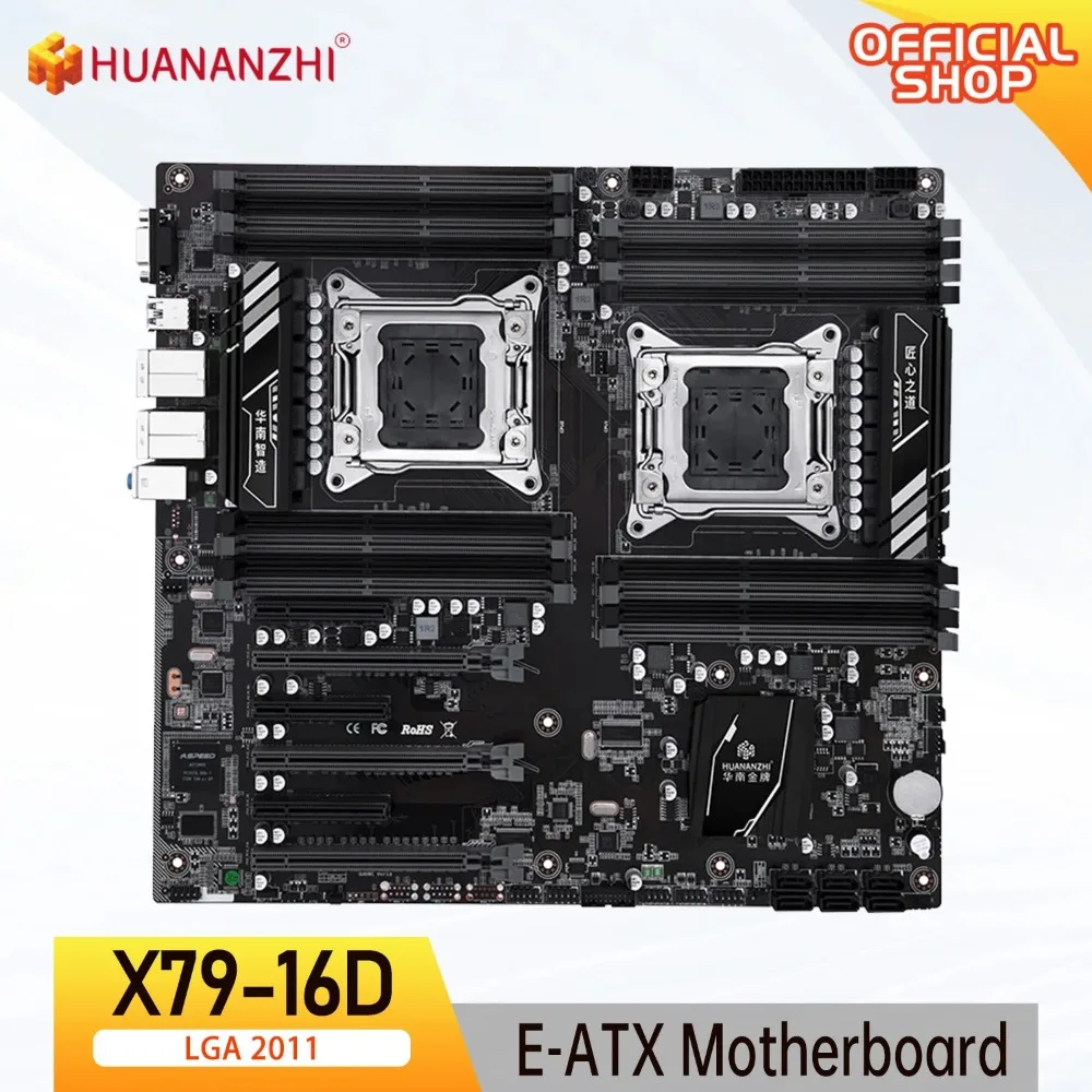 HUANANZHI X79 Motherboard 16D LGA 2011 Intel Dual CPU REG ECC DDR3 Support 1333 1600 1866MHz SATA3 USB3.0 E-ATX with VGA
