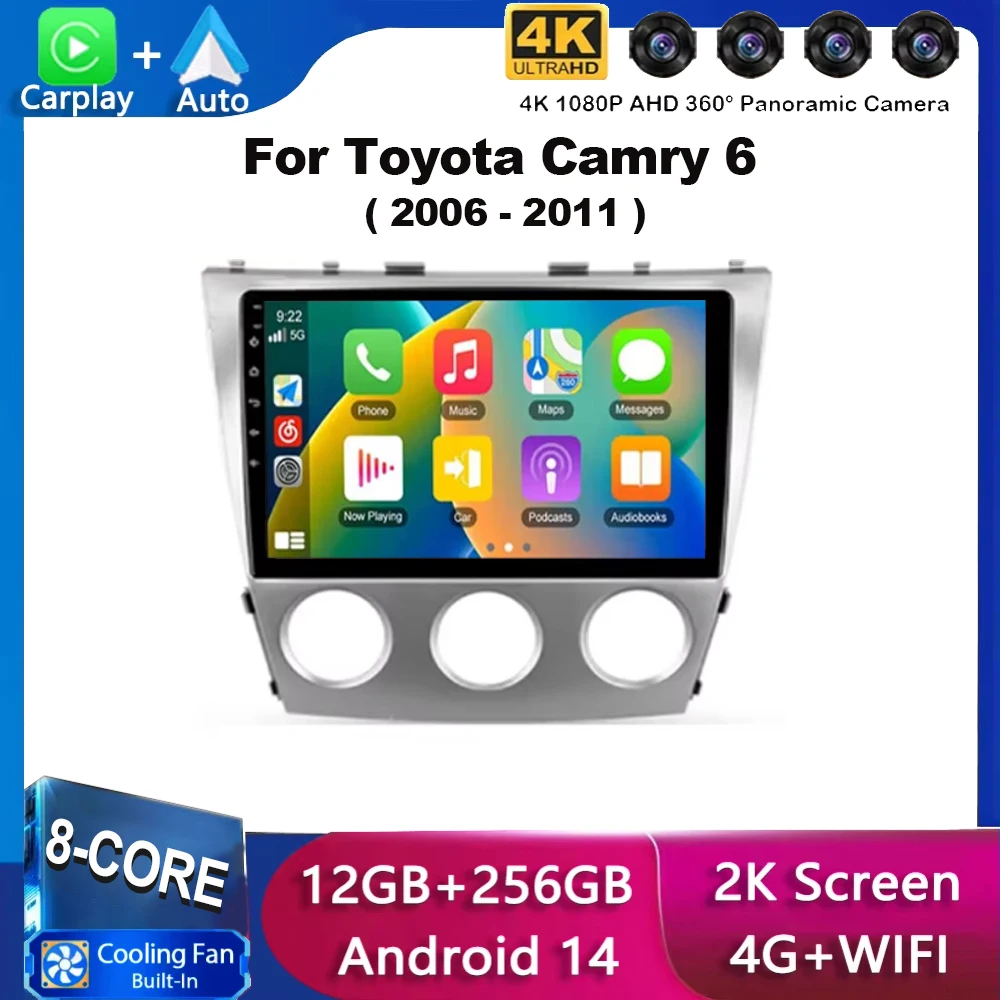 

10" Android 14 For Toyota Camry 6 XV 40 50 2006 - 2011 Car Radio Multimedia Video Player Navigation stereo GPS No 2din