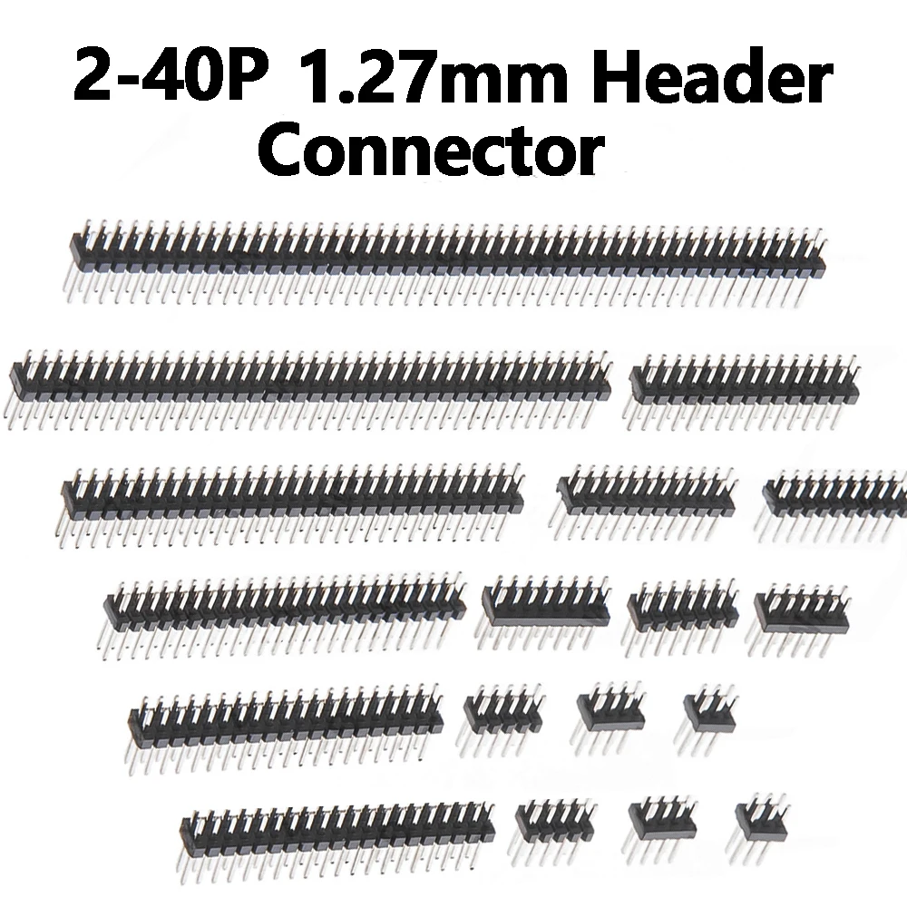 1.2MM 10 12P 8/10/12 2*3/4/5/6/7 Double Row Male Breakaway PCB Board Pin 2~40P 1.27 Header Connector Strip Pinheader 15/20