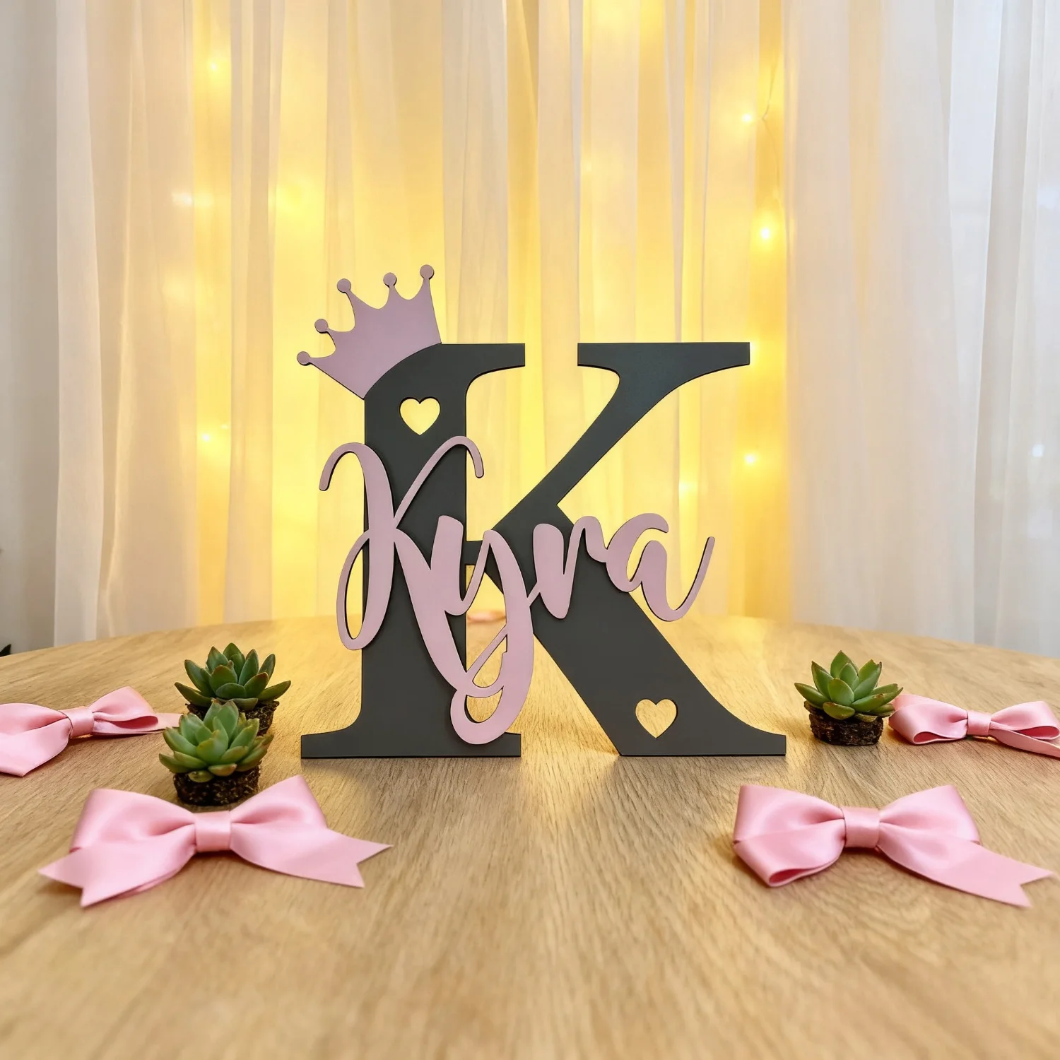 1pc Customized Double-layer Surname Brand, Unique Crown Shape, Multi Scene Decoration, Perfect Holiday Gift, Wooden Souvenir view 2