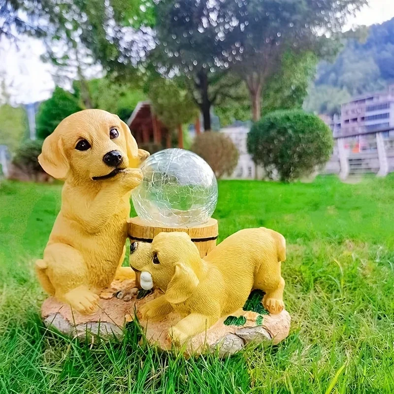 1szt Solar Luminous Glow In Dark Dog Pet Garden Statue Resin Pet Memorial Sculpture For Yard Patio Trawnik Balcony Decor