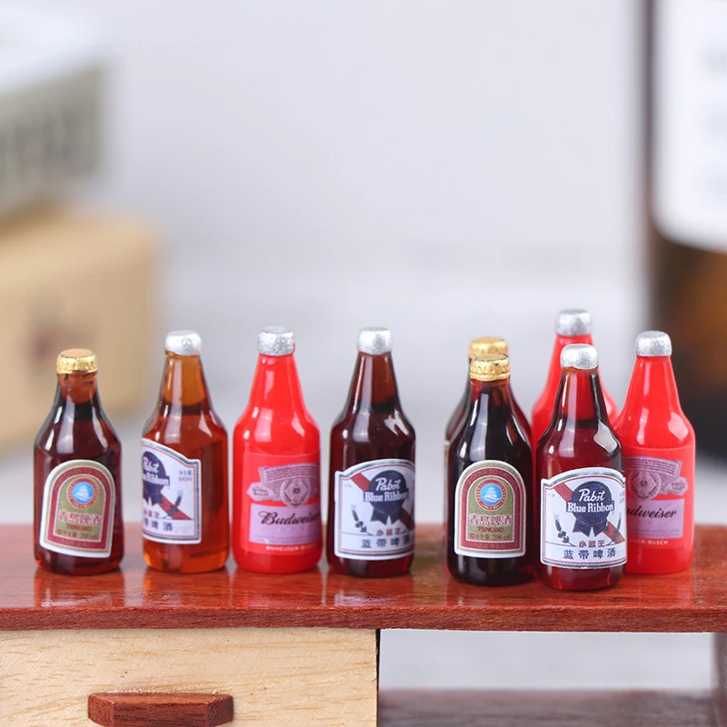 10Pcs Dollhouse Miniature Resin Bottle Simulation Wine Bottle Model Children Toys Gifts