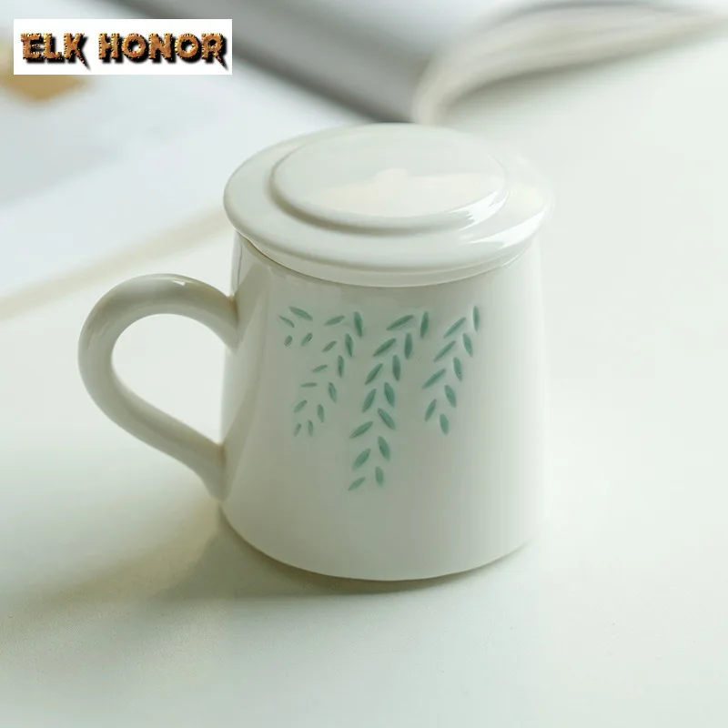 

350 мл овечий жир, нефритовая ветка ивы, фильтр, чашка-сепаратор для чая, роскошная чайная кружка с заварочным устройством, украшения для чая, офисная чашка для воды