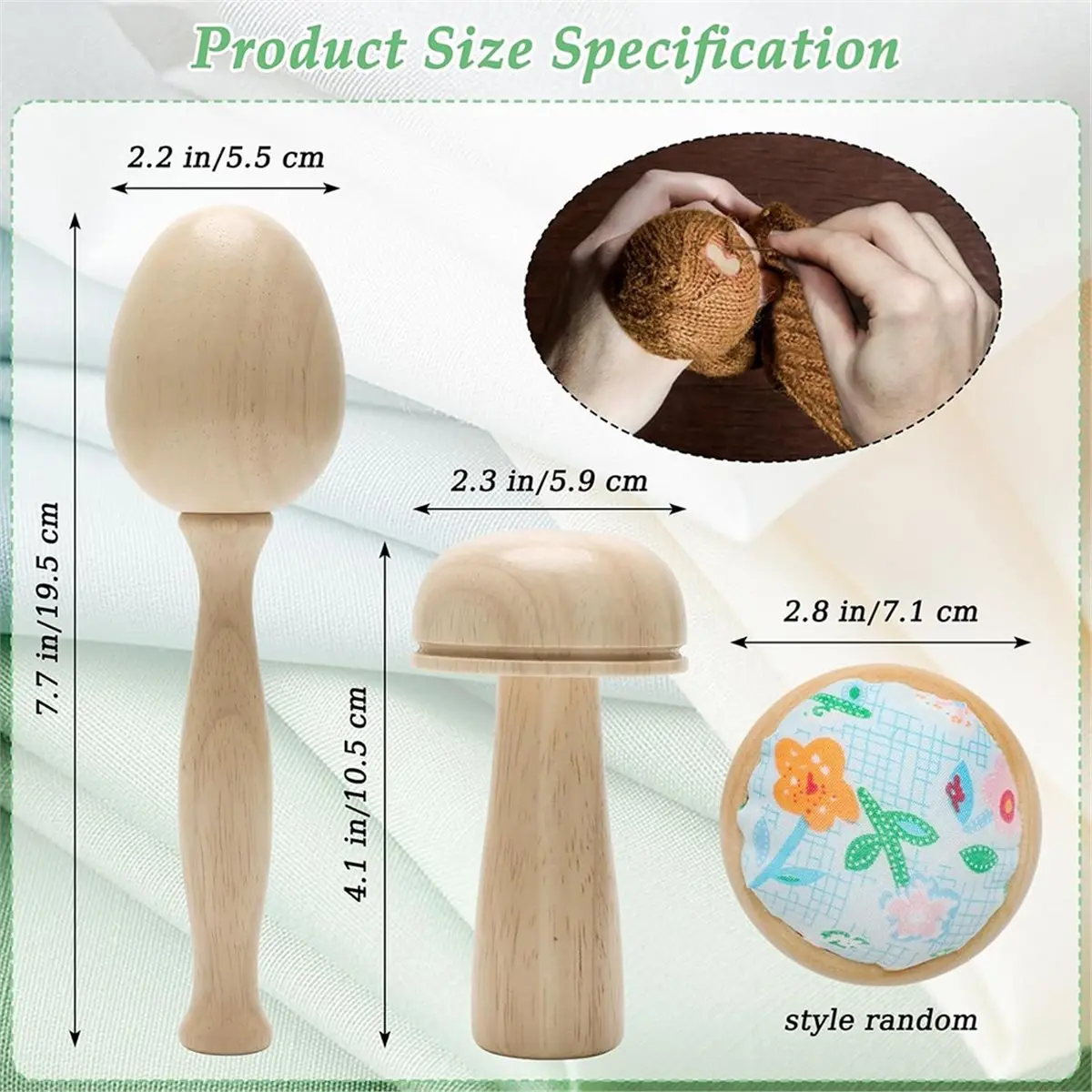 Darning Egg Darning Mushroom for Socks Darner Egg Kit Include 14 Hooks Small Weaving Darner 9 Large Eye Needles